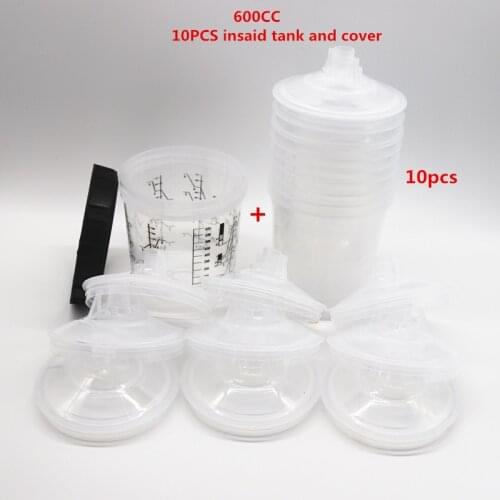 10pcs Spray gun Paint Mixing Cup PPS Type H/O Quick Cup, spray gun tank pps tank 165/400/600ml pps Disposable paint cup