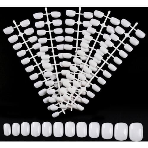 120PCS/Set Nude Children Fake Nails White Short Full Cover False Nails Clear Fake Nails Tips for Kids