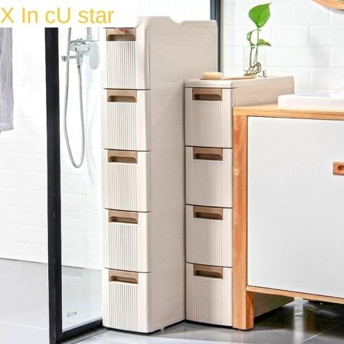 18cm Wide Kitchen Crevice Storage Cabinet Plastic Drawer Toilet storage Slot Narrow Cabinet Bathroom Cabinet Drawer Organizer
