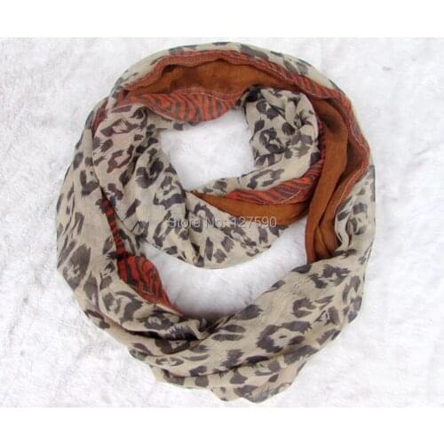 2014 New Fashion Leopard Print Women Infinity Scarf 4 Color Round Circle Scarves Snood 10PCS/lot Wholesale Free Shipping