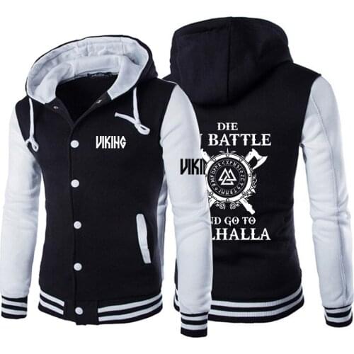 2020 Mens Odin Viking Die In Battle And Go To Valhalla Comfortable Zipper Custom Baseball Uniform Coat Print Casual Jackets