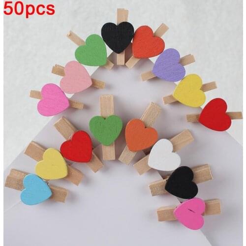 2021 Clothespin 50Pcs Heart Wooden Clothespin Photo Paper Peg Pin Craft Postcard Clip Home Decor