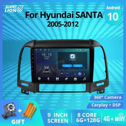 2DIN Android10.0 Car Radio For Hyundai SANTA FE 2005-2012 GPS Navigation Stereo Receiver Auto Radio Car Receiver NO 2DIN DVD IGO