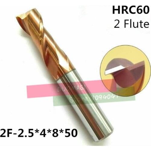 2F-2.5*4*8*50 HRC60,carbide Square Flatted End Mills coating:nano TWO flute diameter 2.5mm, The Lather,boring Bar,cnc,machine