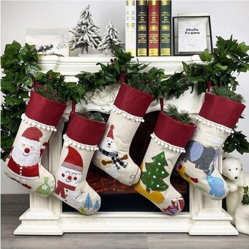 30pcs/set Christmas Stocking Party Hanging Socks Decoration Christmas Tree Ornament Hosiery Xmas Socks Kids Gift Bag Candy Bag