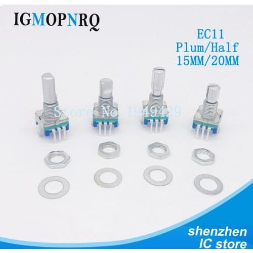 5PCS EC11 Half/Plum axis rotary encoder handle length 15mm/20mm code switch/EC11/digital potentiometer with switch 5Pin