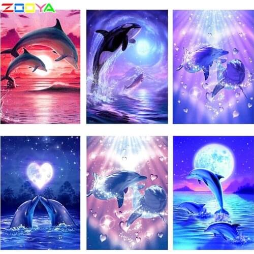 5D Diy Crystal Dolphin Diamond Embroidery Animal Diamond Painting Special Shaped 3D Diamond Mosaic Animal Romantic Decor 2Jm06