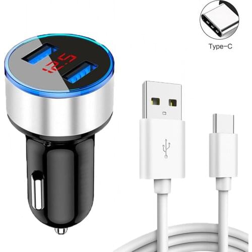 3.1A Dual USB Car Charger Phone Adapter Type-c USB Cable Charger For Xiaomi Mi Poco X3 NFC M3 Redmi 9A 9C Note 9S 9 8 8T Pro