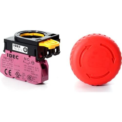 Free shipping 5pc emergency stop button YW1B-V4E01R IDEC Push Button Switch Rotate reset Switch button