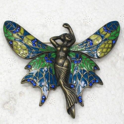 12pcs/lot Wholesale Rhinestone Enamel Butterfly Fairy angel Pin brooches C101877