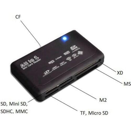 Black Mini 26-in-1 USB 2.0 Universal High Speed Memory Card Reader SD MS XD SDHC