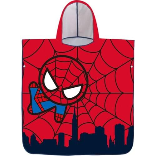 Disney Spider-Man Avengers Children Bath Towel Cartoon Hooded Cloak Baby Kids Boy Cartoon Swimming Beach Towel Toddler Robe gift