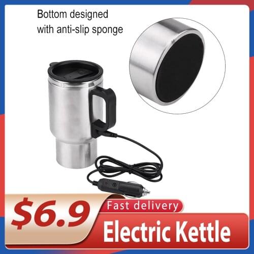 Electric Kettle Travel Coffee Mug Car Cup Portable Stainless Steel Cigarette Lighter Heating KettleTravel USB Heating Bottle Hot
