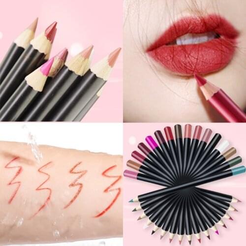 Wholesale 16 Colors Smooth Pigment Lip Liner Private Label Pencil Matte Lipliner Waterproof Lipstick Pen
