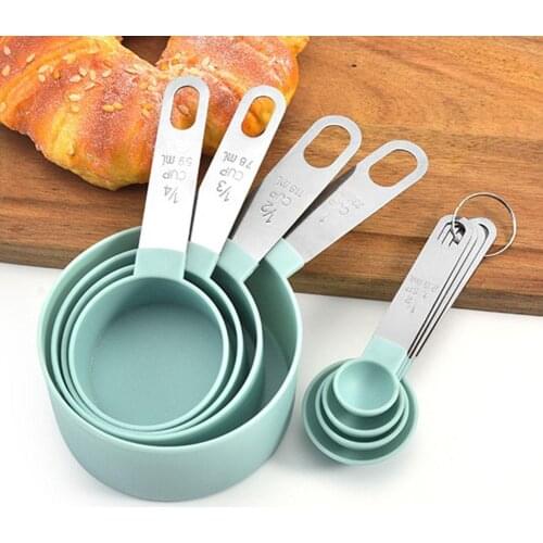 Hot Sale 4PCS Plastic Measuring Spoon Stainless Steel Measuring Graduated Measuring Set Handle Cup Spoon Baking Tools M8U3