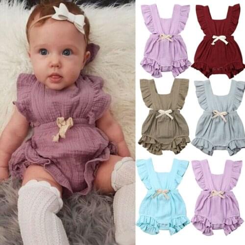 New 0-24M Baby Girl Romper Infant Outfit Girls Jumpsuit Newborn Bodysuit Kid Sunsuit Todder Clothes Kids Sleeveless Bodysuits