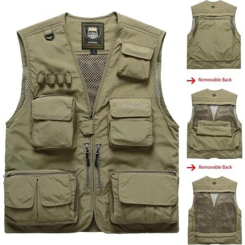 Outdoor Summer Camping Hiking Vests Waistcoat Men Multi-pockets Unloading Dry Thin Mesh Photography Military Sleeveless jacket
