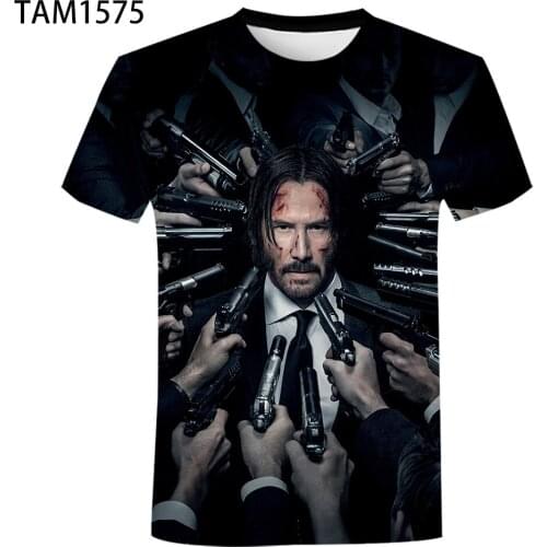 John-Wick 2021 Summer New Couples 3D Digital Printing Childrens Short Sleeve T-Shirt in Europe and America