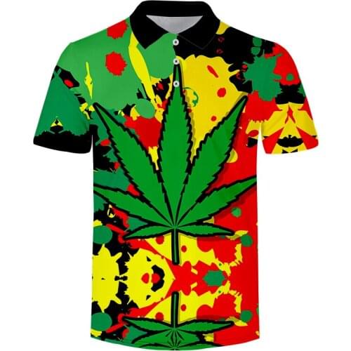 LCFA Fashion Trend Short-sleeved Summer Polo Shirt 3d Color Printing T-shirt Polo Tee Green Leaf Short-sleeved Top Dropship 5XL