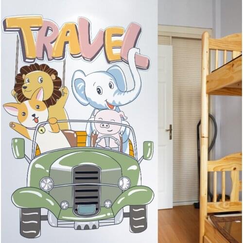 Cartoon Animals Wall Stickers Room Decor Kids Room Nursery Bedroom Decor Wallpaper Self-adhesive Door Paste Decals for Furniture