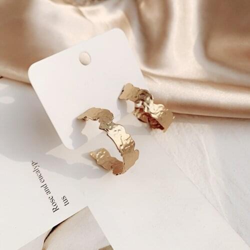 New Arrival Fashion Gold Color Alloy Matt Irregular Circle Round Hoop Earrings for Women Big Punk Ear Jewelry Party Gift Dancer