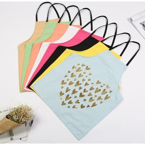 New Cotton Antifouling Cleaning Apron Sleeveless Unisex Bronzing Love Heart Printed Cooking Aprons for Woman Men Kitchen Chef