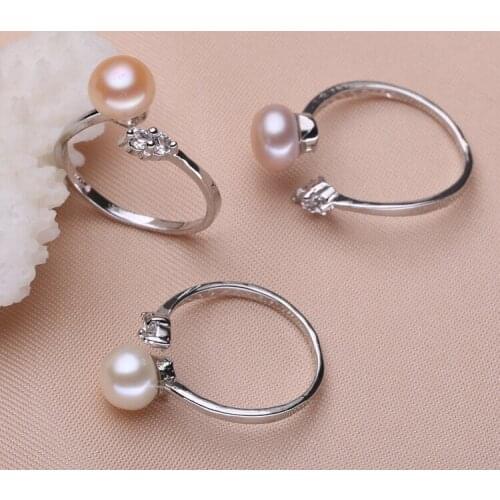 Wholesale 100pcs/lot Real Freshwater Pearl Ring Adjustable Finger Ring Free Size Ring Jewelry Nice Gift