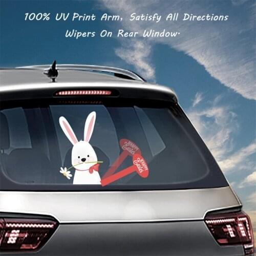 Easter Bunny Wearing Bow Tie Removable Car Styling Waving Wiper Sticker and Decals PVC Rear Window Windshield Stickers Accessory