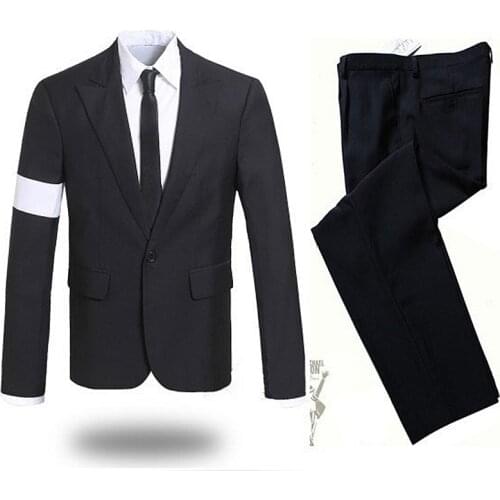 Rare MJ Michael Jackson Dangerous Armband Black Suit Blazer Full outfit For Prefromance Party Show Gift