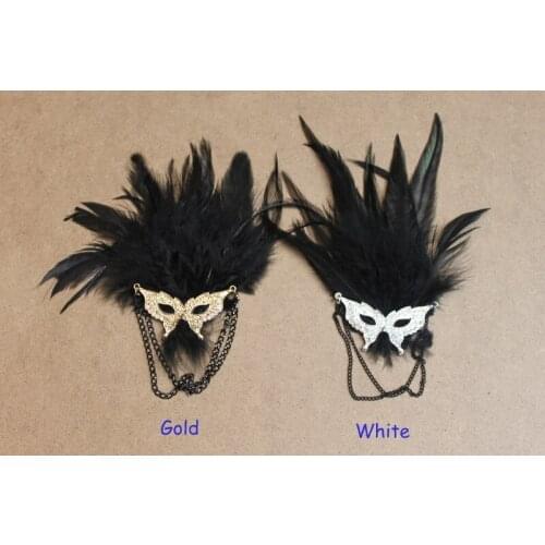 Chic Mask Black Feather Brooch Pin Accessories 2016