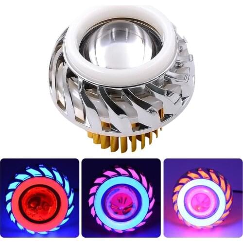 Dual Halo 30W LED Angel Eyes Motorcycle Headlight Lens 12V-85V Moto Projector Lamp High Low Beam LED Fog Spot Light Motorbike