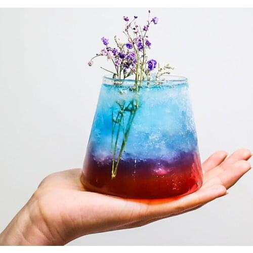 Trend Japanese Fuji Juice Ice Cream Milk Cold Drink Wine Glass Cup Office Afternoon Flowertea Mugs Transparent Cocktail Glass