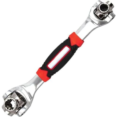 PC Universal Wrench 48-in-1 Spanner Tool For Home And Car Repair Hand Tools Labor-saving 360 Degree Rotating Head Silver Lever