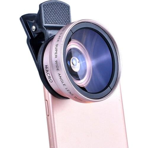 Universal Mobile Phone Lens 2 in 1 Universal 37mm 0.45X 49UV Wide Angle Macro Cell Phone Camera Lens Kit Phone Accessories
