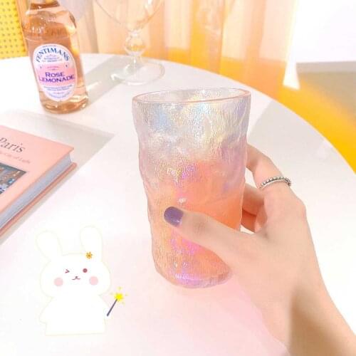 W&G Creative Glacier Pattern Glass Cup Simple Household Tea Cup Ins Transparent Coffee Cup Frosted High-value Couple Water Cup