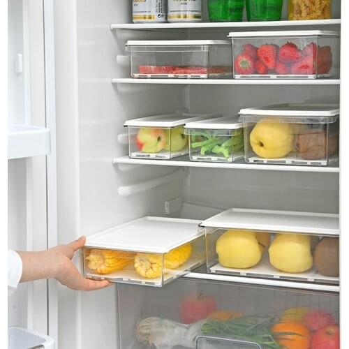 Japanese Refrigerator Storage Box Transparent Kitchen Partition Drawer Type Frozen Fresh Egg Food Sorting Box
