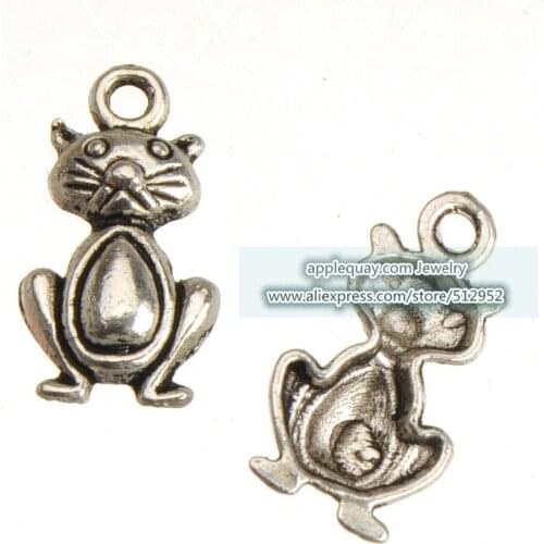 Hairpins Suspension DIY Charms Bracelets Animal Cat Anger Single Silver Metal Fashion Unique Jewelry Findings 20*11*3mm 50pcs