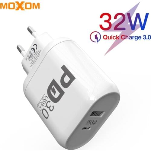 MOXOM 32W USB C PD Charger For iPhone Xs X Quick Charge Type C PD 3.0 Mobile Phone Charger Fast Charging Type-c PD USB Charger