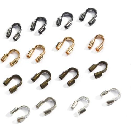 100pcs U Shape Clasp for Wire Protectors 4x4mm Wire Guard Guardian Protectors loops Cord Cap Connector forJewelry Making
