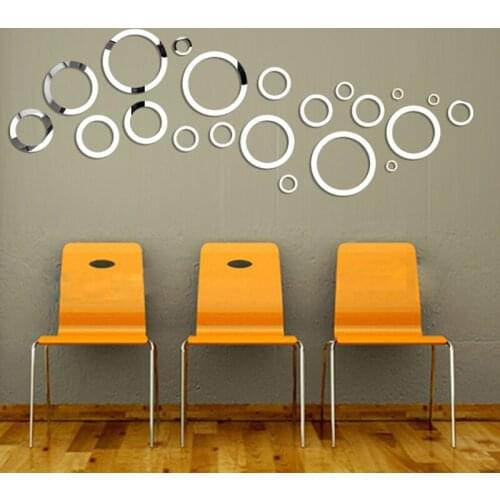 DIY 3D Circles Mirror Wall Sticker Crystal Mural Decal Home Decor Living Room Mirrored Decorative Sticker