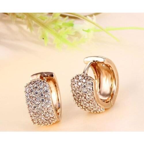 Womens Earrings Round Retro Hoops Jewelry Gold Color Zircon Small Ear Ring Wholesale Vintage Female Girls Accessories KBE420