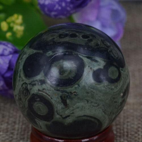 1.6")40MM Natural Gemstone Kambaba Jasper Sphere Crystal Globe Ball Chakra Healing Reiki Stone Carving Crafts W/Stand,Mineral