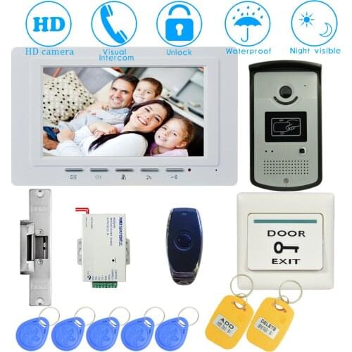 1 SET) 7" Doorbell System Wireless Remote and RFID Card Unlock Home Security Talkback Intercom system Door Release HD IR Caemra
