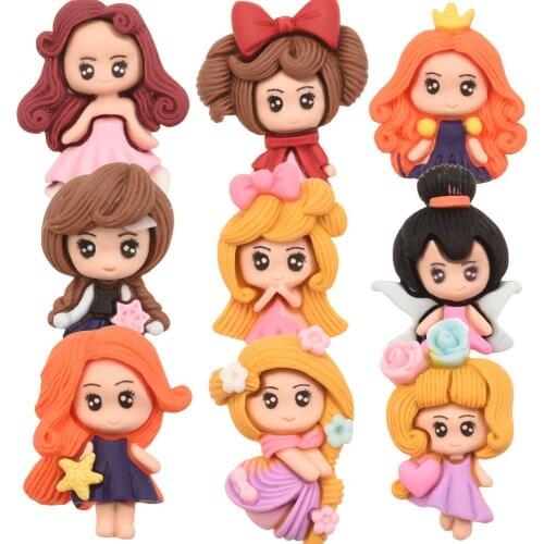 18PCS Resin 0.8*1inch Princess Charms for HairBow Center Bows Accessories Flat Back Supplies DIY Phone Case Accessories