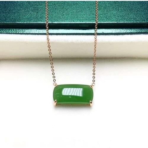 18K gold inlaid Hetian jasper square clavicle chainJ29