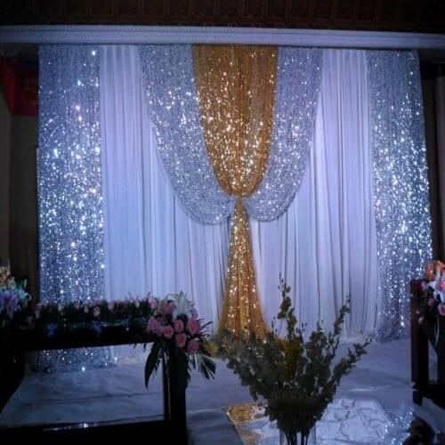 3*3M Luxurious Decoration Silver Sequin Wedding Backdrop Swag Only No White Background Curtain
