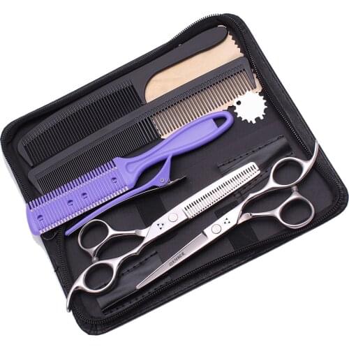 5.5 6.0 Barber Professional Hairdressing Scissors Hair Thinning Scissors 440C Hair Cutting Scissors Set Salon Shears 1006-K-A