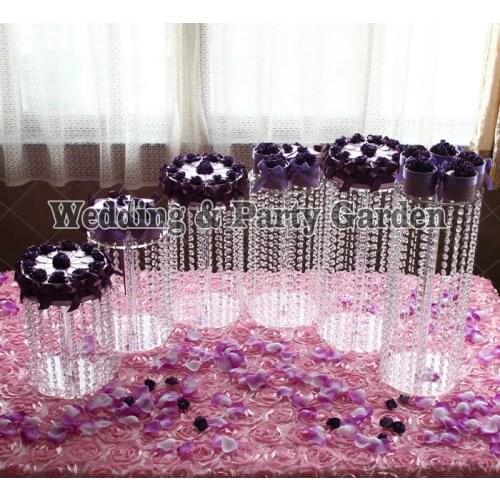 6pcs Clear Circle Round Cake Stand Wedding Birthday Display CupCake Rack Christmas Supply Happyshopping D20~35,H45~10