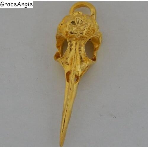 8pcs Man Gold Tone Alloy Needle Nose Skull Bird beak Head Charms Pendant Jewelry Making finding for necklace 42*13*10mm 50544