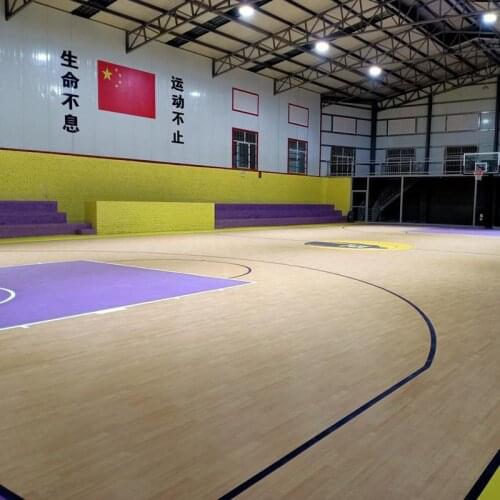 Beable Customized Professional Basketball Court Indoor Wood Look Laminated PVC Vinyl Flooring Tiles